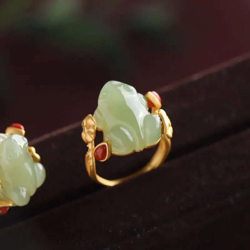 Jewelry Making Rings - Anillos de rana de Jade verde