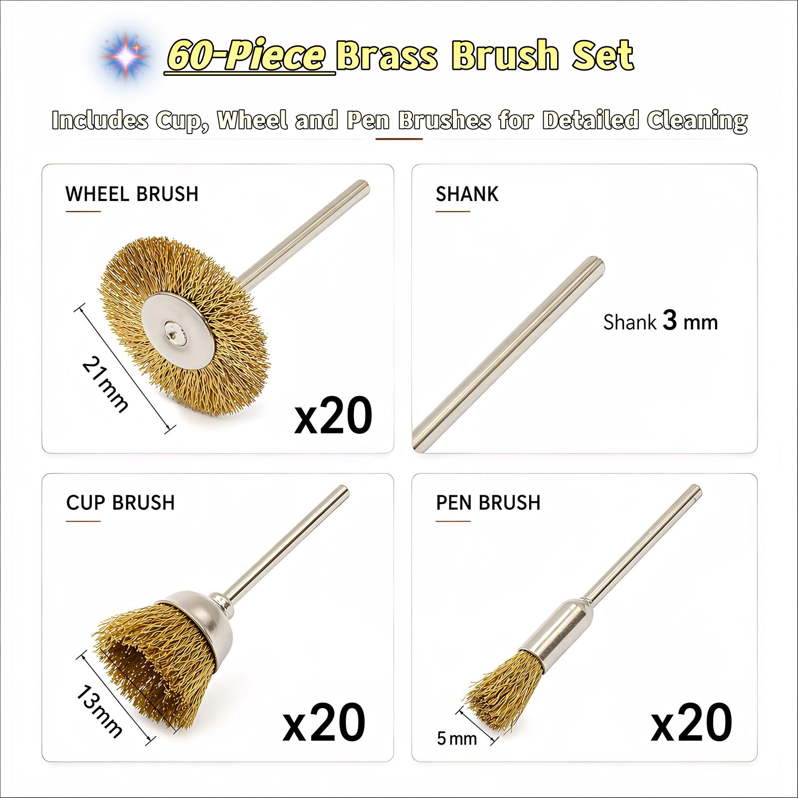 Juego de 60 cepillos de alambr - Jewelry Making Brass reseña y precio